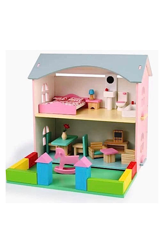 Căsuța pentru Păpuși din Lemn cu Mobilier și Accesorii