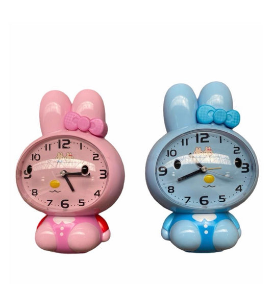 Ceas Deșteptător pentru Copii, Design Iepuraș, Silențios, Roz sau Albastru - Ideal pentru Camera Copilului