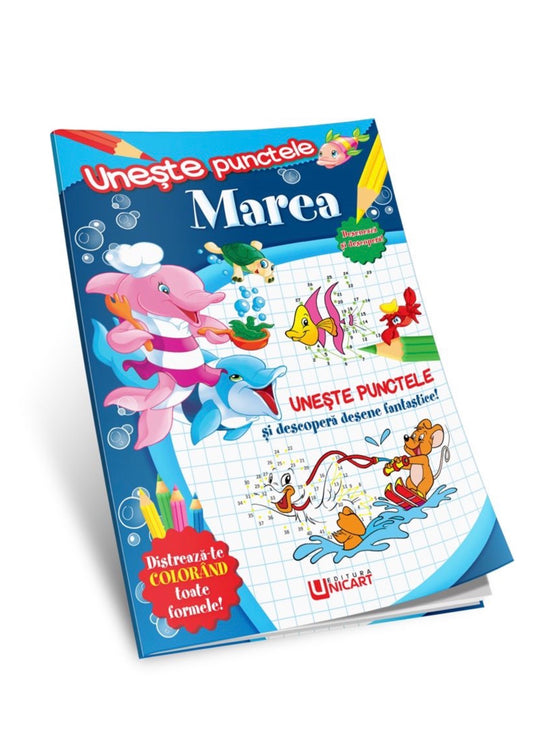 Caiet de activități copii Unește Punctele - Marea & Animale - Educație prin joaca și colorat